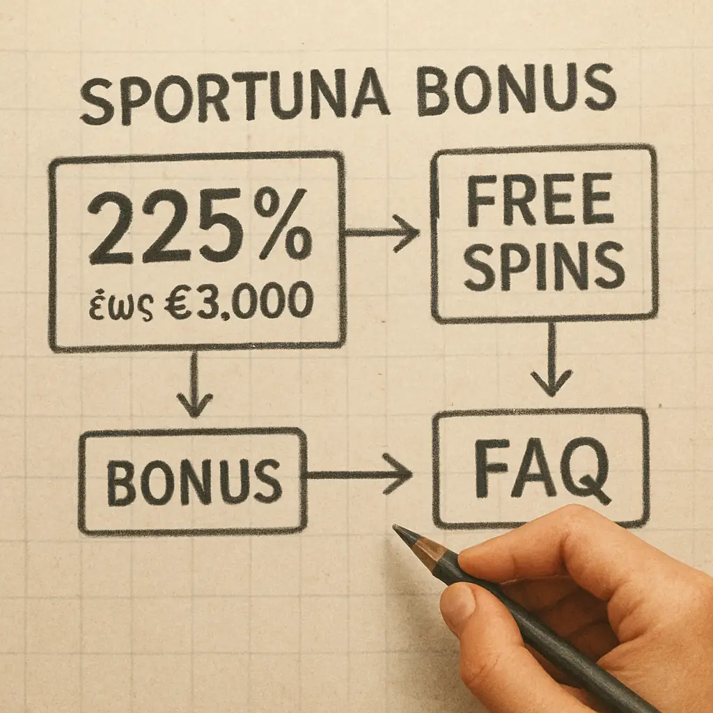 Sportuna Bonus: Πακέτο Καλωσορίσματος 225% έως €3.000 visual guide for Sportuna